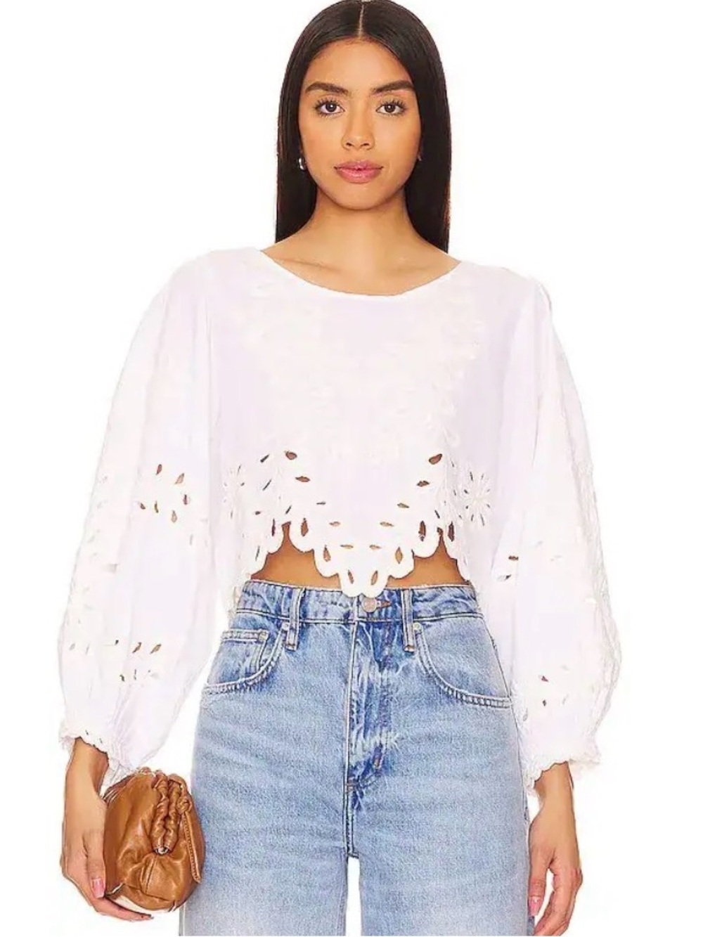 Oleander Top -white Boho Cropped Blouse FREE PEOPLE Size small